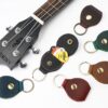 Wholesale Cowhide Guitar Pick Bag Storage Box Leather Keychain
