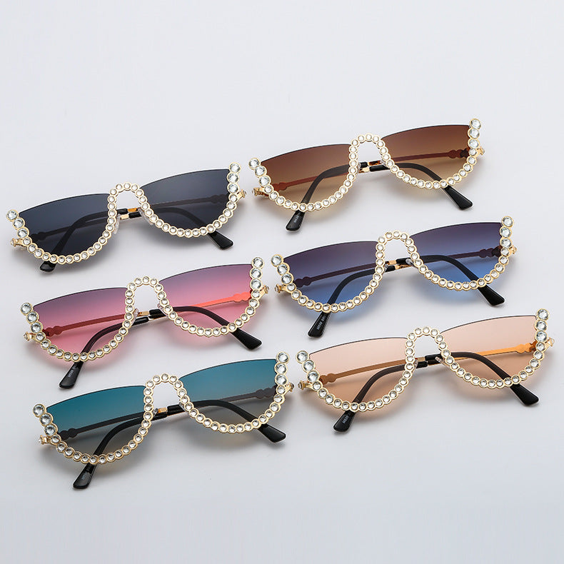 Wholesale Metal Half-frame PC Women's Sunglasses