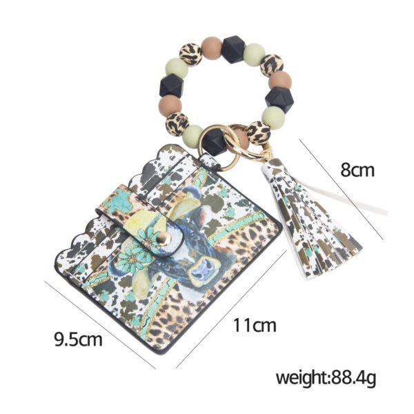 O1CN01igfIwo1b72CTkCGjx_2208367413417-0-cib Wholesale Leopard Print Sunflower Card Holder Tassel Silicone Beaded Wrist Keychain