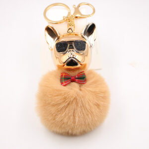 Khaki / Cool Dog fur ball keychain