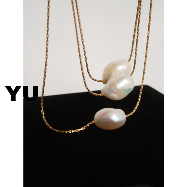 Wholesale Irregular Shaped Pearl Titanium Steel Necklace