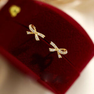 Wholesale 925 Sterling Silver Zircon Bow Earrings