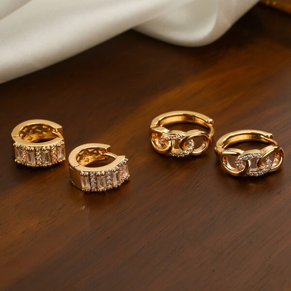 Wholesale Copper Plated 18K Gold Zircon Geometric Earrings