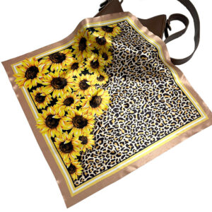 Wholesale Plain Silk Scarf Sunflower Leopard Print Fashion Sunflower Silky Print Scarf