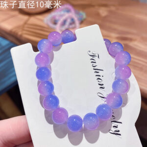 Purple blue 10mm two-color gradient ice through glass bracelet