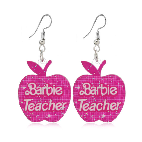 Wholesale Pink Series Hat Love Apple Acrylic Earrings