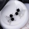Wholesale Black Rose Dark Gothic Hollow Butterfly Alloy Earrings