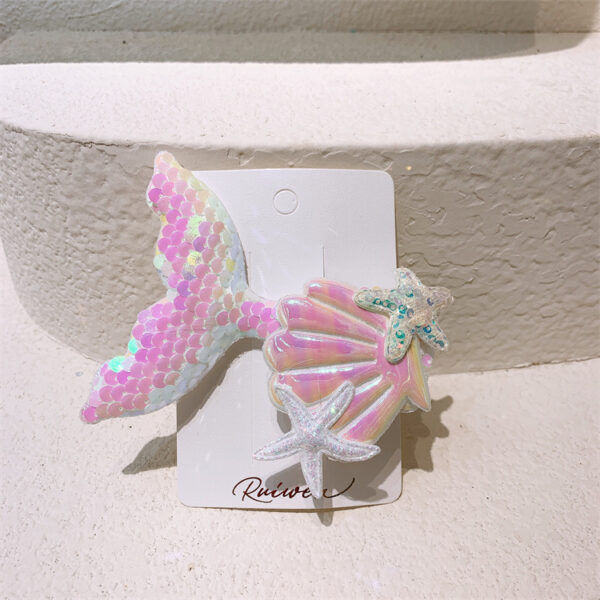 Wholesale Sequin Cartoon Seashell Mermaid Hair Clip For Kids