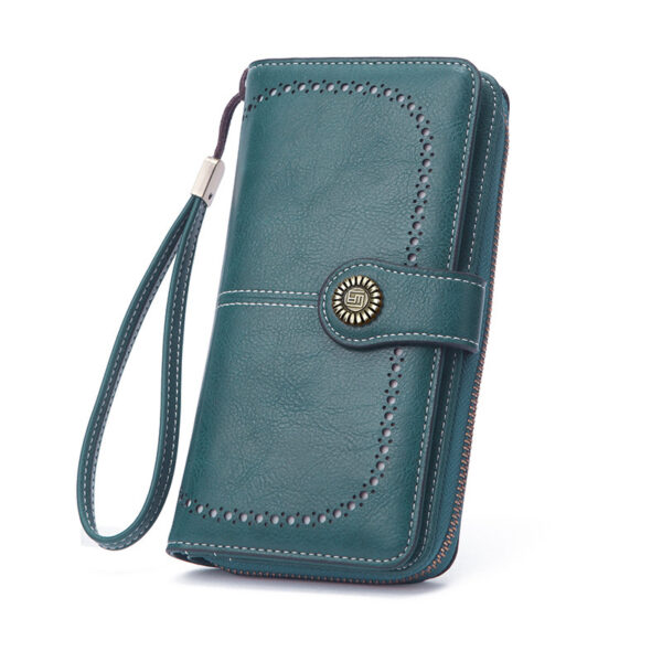 Wholesale Oil Wax Leather Long Hollow Wallet