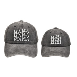 Black-three-row MAMA + MINI parent-child baseball cap