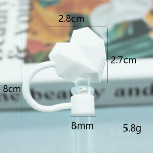 Silicone white diamond love 8mm / Bagged without straw