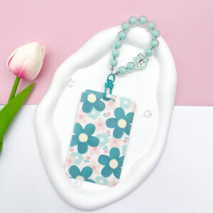 Five-leaf flower-green and pink + five-pointed star Smiley face bracelet (Lake Blue)