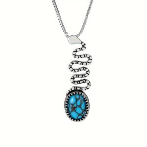Turquoise snake necklace-ancient silver