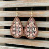 Wholesale Western Vintage Water Drop Pattern Wooden Earrings
