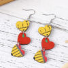 Wholesale Apple Pencil Ruler Heart Wooden Earrings