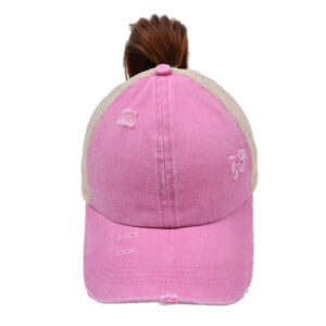 Rose Pink-ponytail cap / Free size