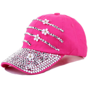 Rose Red small flower Diamond baseball cap / Adjustable