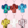 Wholesale PET Sequined Cactus Keychain Set of 6