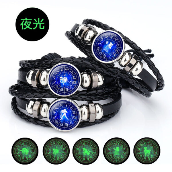 O1CN01j1ZAnG1SrRj2gtAyT_2891982300-0-cib Wholesale Luminous 12 Constellation Time Gems Leather Bracelet