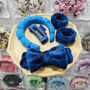 Dark blue hairband, hairpin, hair tie, wrist 5-piece set (seam interface)