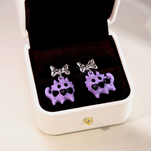 Wholesale Purple Gentleman Cat Black Diamond Earrings