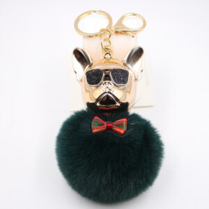 Dark green / Cool Dog fur ball keychain