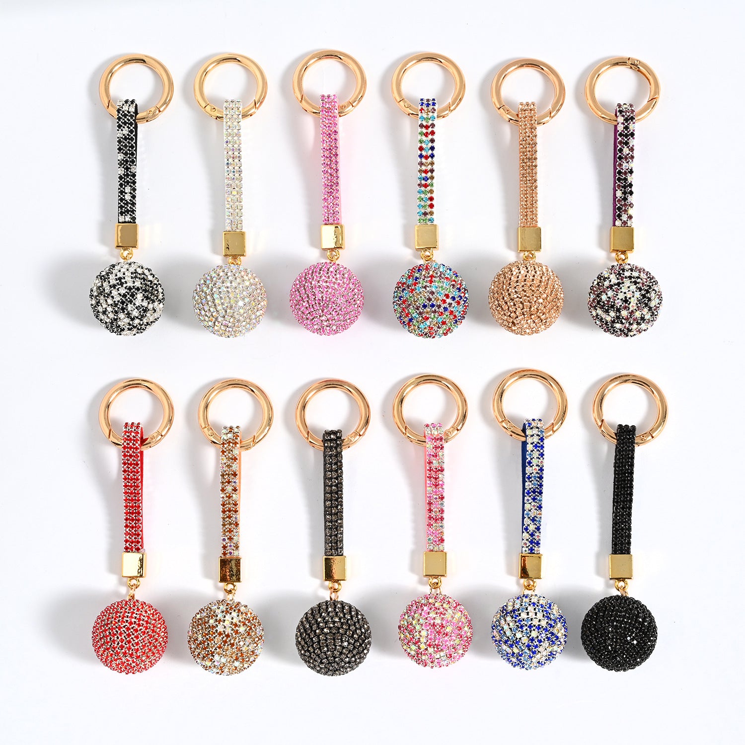 Wholesale PU Rhinestone Claw Chain Ball Keychain