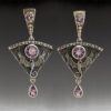 Wholesale Gothic Metal Pink Stone Inlaid Pendant Alloy Earrings