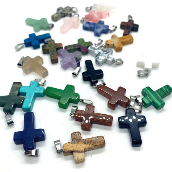 Wholesale of Natural Stone Cross Keychain Bulk DIY Accessories