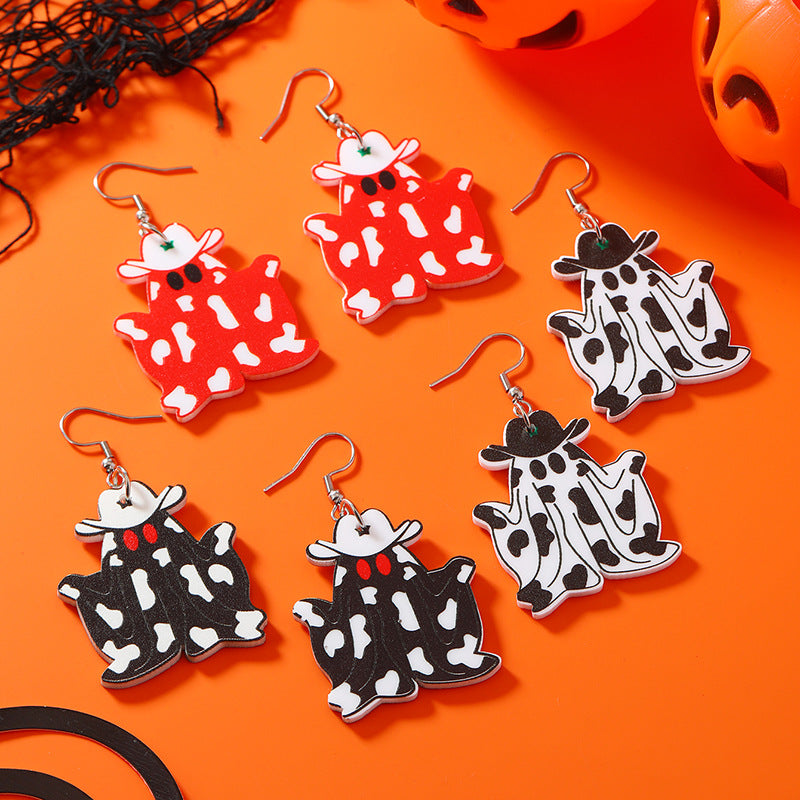 Wholesale Western Cowboy Ghost Retro Acrylic Earrings OLY-ES-KaiQing003
