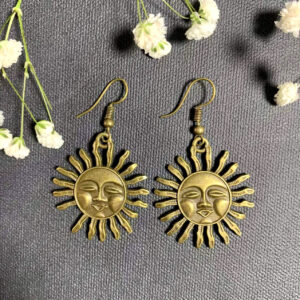 Sun Smiley Copper Earrings