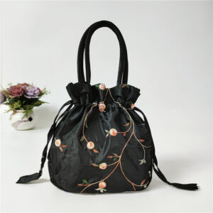 New black embroidered bag