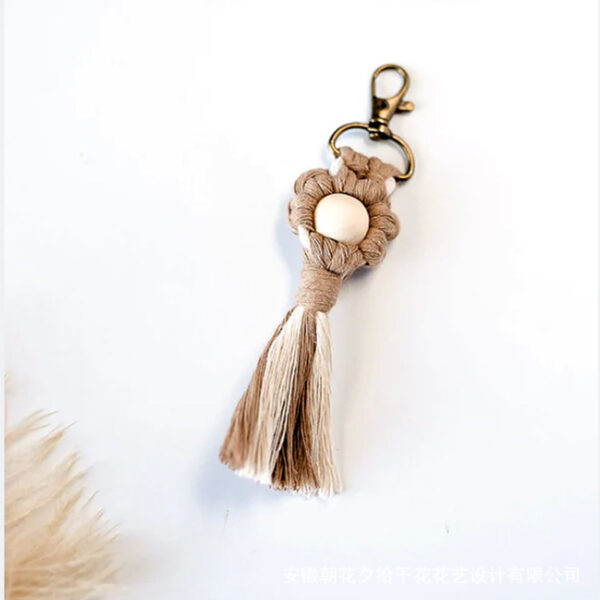 Wholesale Hand Woven Cotton Thread Small Flower Tassel Keychain