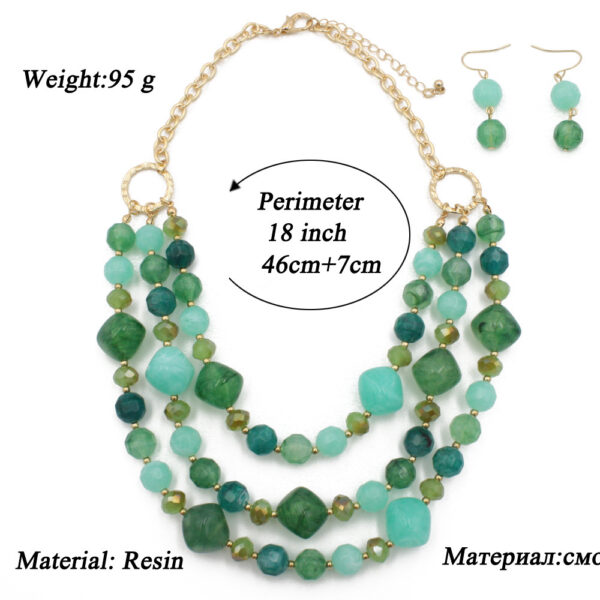 Wholesale Multilayer Plastic Bead Earrings Necklace Jewelry Set