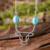 Wholesale Inlaid Turquoise Bull Head Bohemian Hollow Line Niche Simple Necklaces