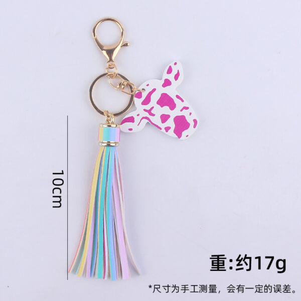 Wholesale Cartoon Western Bull Head Wooden Colorful Long Tassel Keychains