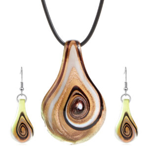 Leather cord necklace set brown