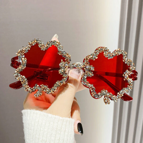 Wholesale Rhinestone Transparent Jelly Colored Clover PC Sunglasses