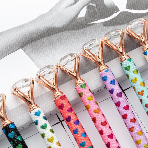 Wholesale Metal Glitter Love Heart Rotating Ballpoint Pen