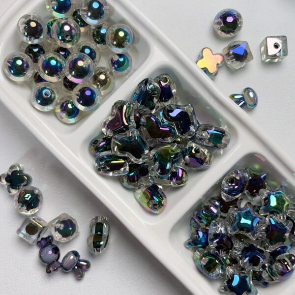 Wholesale 10pcs Acrylic Black Series Color Plated Loose Beads