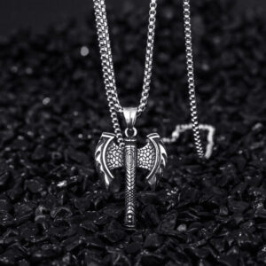 Wholesale Stainless Steel Pirate Double Ax Amulet Pendant Necklace