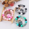 Wholesale Water Transfer Silicone Pearl Cartoon Dog Claws and Pendant Bracelet Keychain