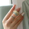Wholesale Copper Gold Plated Micro Zircon Fried Dough Twists Open Ring