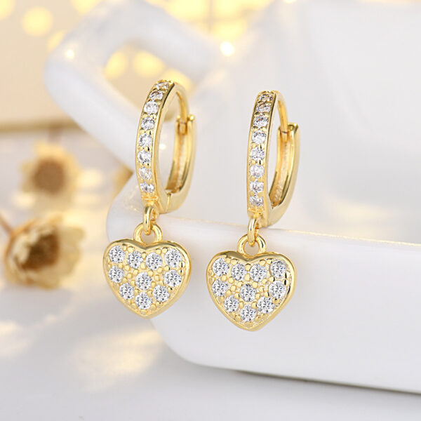 Wholesale Sterling Silver Heart Shaped Earrings Set with Diamonds Love Earrings