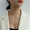 Wholesale Y Shape Tassel Short Titanium Steel Necklaces