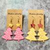 Wholesale Christmas Mirror Acrylic Spliced Christmas Tree Earrings