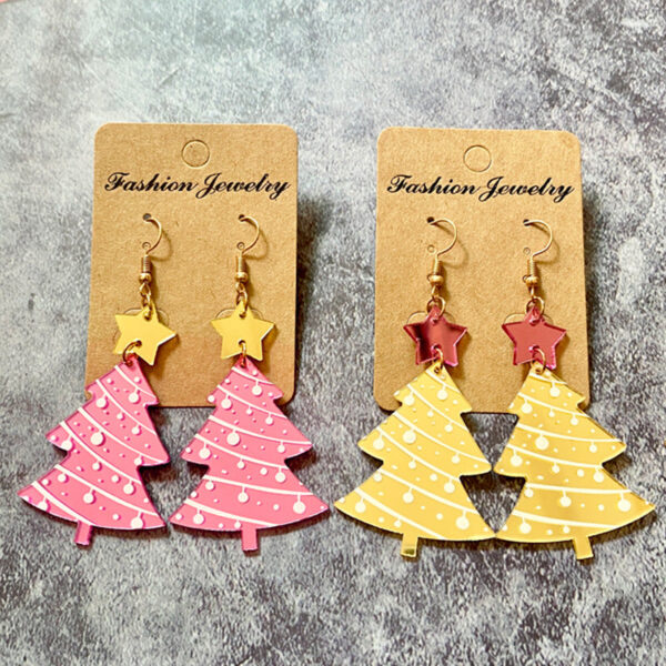 Wholesale Christmas Mirror Acrylic Spliced Christmas Tree Earrings