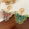 Wholesale Zinc Alloy Crystal Full Diamond Hollow Butterfly Keychain