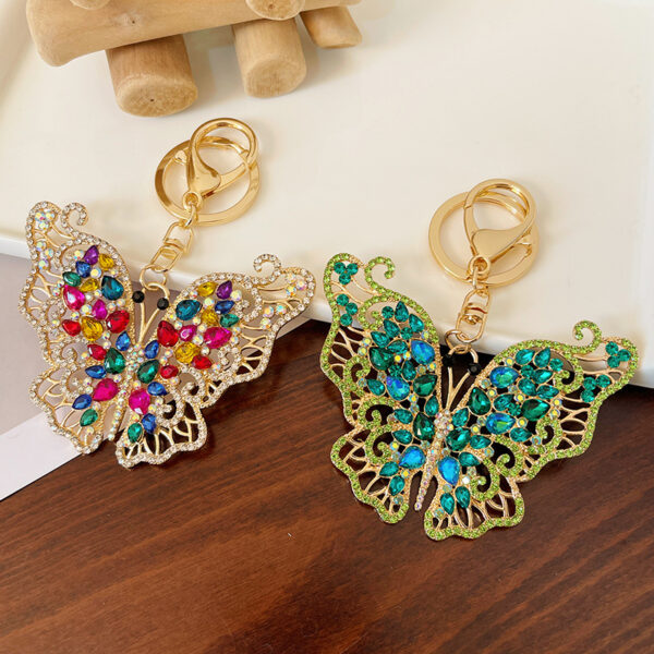 Wholesale Zinc Alloy Crystal Full Diamond Hollow Butterfly Keychain