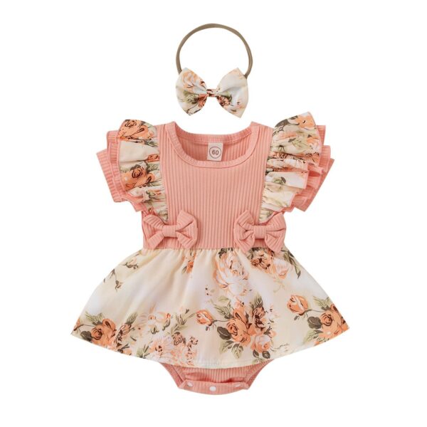 Wholesale Cotton Jumpsuit with Floral Buns and Baby Crawling Clothes